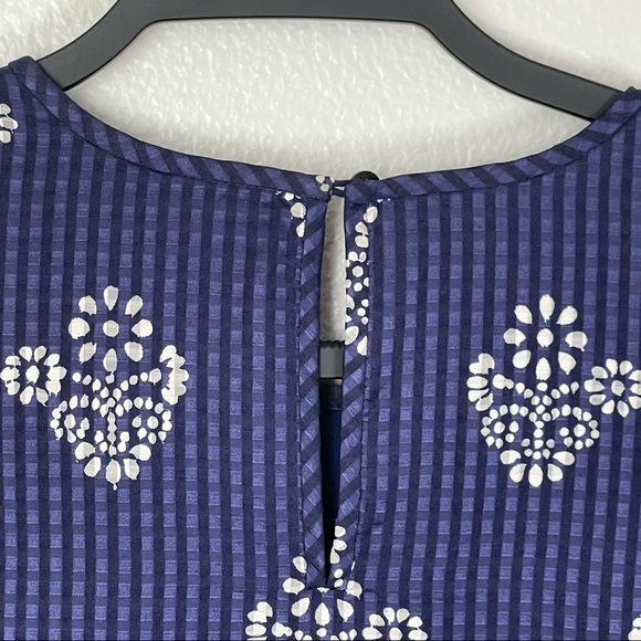 Madewell Silk/Cotton Blue/Purple Flowerstamp Sheath Dress Size XS - Picture 6 of 9